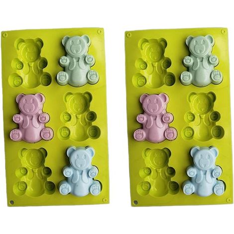 Set di 2 stampi in silicone antiaderente per muffin, torte al cioccolato, sapone, cupcake e gelatine. Accessorio da cucina in silicone, colore verde. (1/5)
