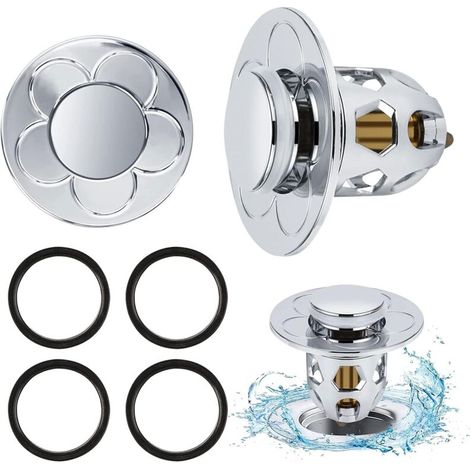 2Pcs Universal Pop Up Sink Drain 34-40mm, Pop-Up Sink Drain with Anti-Clogging Filter, Anti-Blocked Drain Filter, Bathtub Stopper for Kitchen Sink, Hair Filter-Drain Hole (1/5)