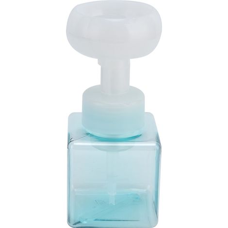 Flacon pompe à mousse de 250 ml, bleu transparent, distributeur de savon liquide rechargeable et réutilisable en forme de fleur (1/5)