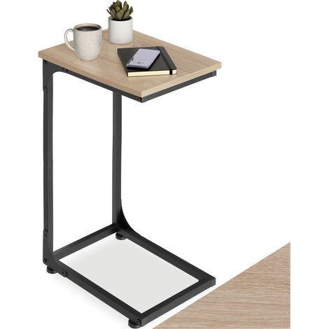 Table d'appoint 40 x 30 63 cm en panneau aggloméré bois clair