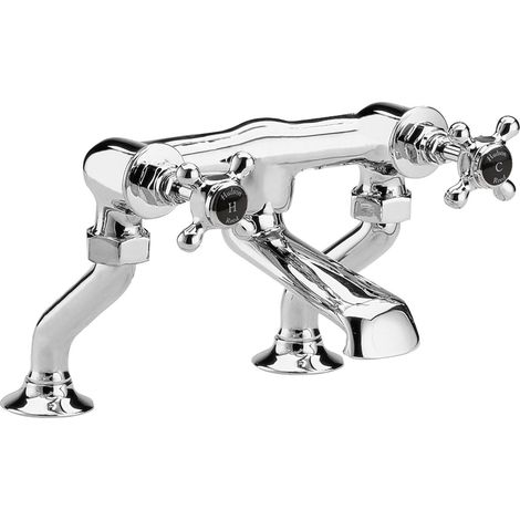 Hudson Reed Black Topaz Crosshead Bath Filler Tap Pillar Mounted - Chrome (1/3)