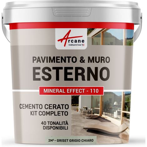 Microcemento per esterni: pavimenti, muri, terrazze, balconi, scale - 2 m² (in 2 strati) Grigio Chiaro Spinello - ARCANE INDUSTRIES