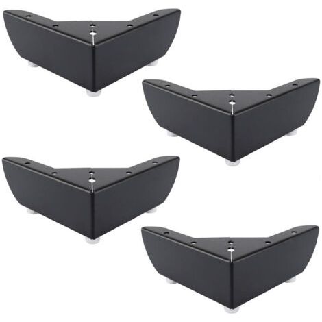 Lot de 4 pieds de meubles en métal noir, 55 mm, adaptés aux armoires de table basse, lits, canapés, silencieux et antidérapants (1/3)