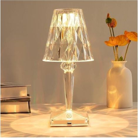 Ulisem LED-Kristall-Tischlampe, Diamant-Kristall-Tischlampe, 3 Farbwechsel, Touch-Steuerung, mit USB-Kabel (1/4)