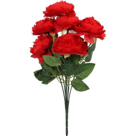 Ramo rojo de peonías artificiales de 36 cm con apariencia realista. (1/3)