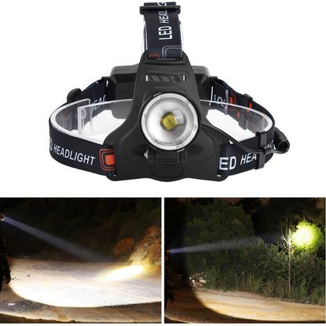 Lampe frontale LED P50 étanche IPX5 3500LM charge USB noire pour camping pêche nocturne running (1/5)