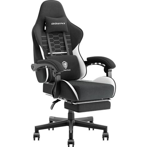Dowinx Gaming Stuhl Bürostuhl mit Massage Fußstütze Schwarz (1/5)