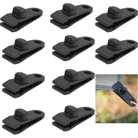 CCYKXA Pack of 10 multi-purpose plastic tent tarp fixing clips for gardening, tents, blankets, banners