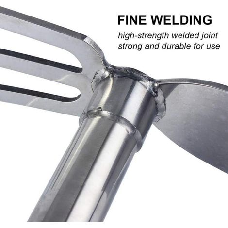 Houe en acier inoxydable avec quatre dents et râteau pour le jardinage petite houe pour le désherbage et l'excavation pratique outils d'extérieur-1pc (1/3)