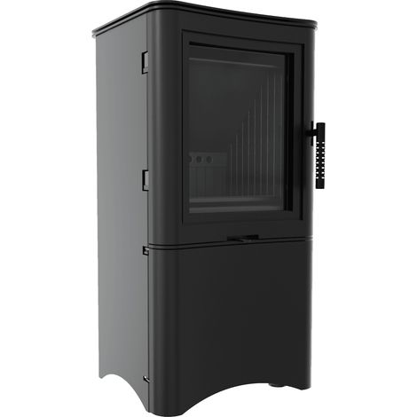 Kaminofen aus Stahl KRATKI K5 Ø 150 7 kW regal für holz mit Tür schwarz Verkleidung (1/5)