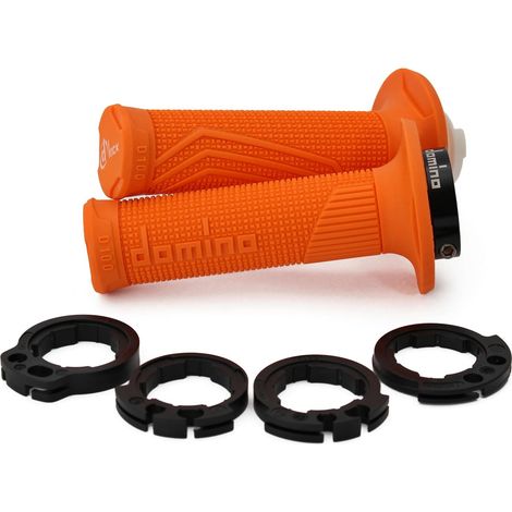 Puños DOMINO OFF ROAD D-LOCK (con adaptadores de rodillo de acelerador - KTM, HUSQVARNA, GASGAS, HONDA, KAWASAKI, SUZUKI, YAMAHA) Naranja