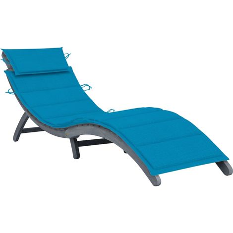 Chaise longue avec coussin Gris Bois d'acacia solide 2 (1/5)
