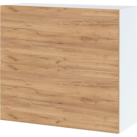 Meuble haut de cuisine Bellissi Chene 2 portes relevables L 80 cm -  Porte avec poignée apparente  Décor chêne brut (1/5)