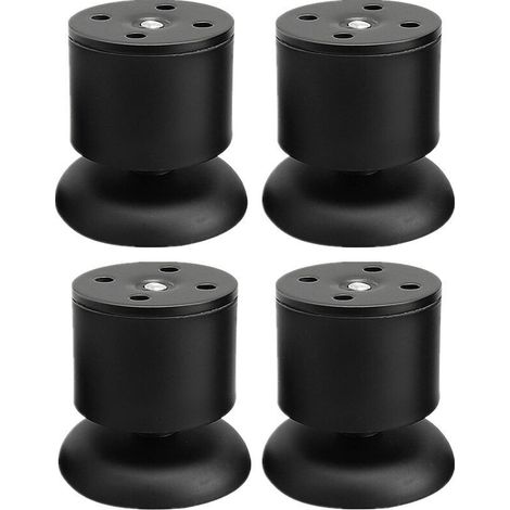 Lot de 4 Pieds Noir - 6cm de Meuble Réglable Pieds de Table en Acier Inoxydable avec Tapis en Caoutchouc et Vis (1/4)