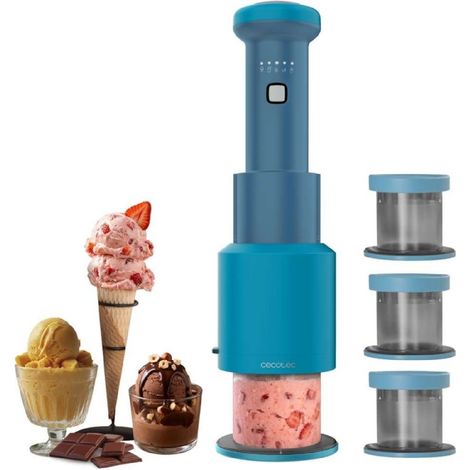 Cecotec Heladera de Mano Gelatec Easymove. 5 Programas, Mezcla Vertical Cremosa, Helados, Sorbetes y Bebidas en 3 Pasos