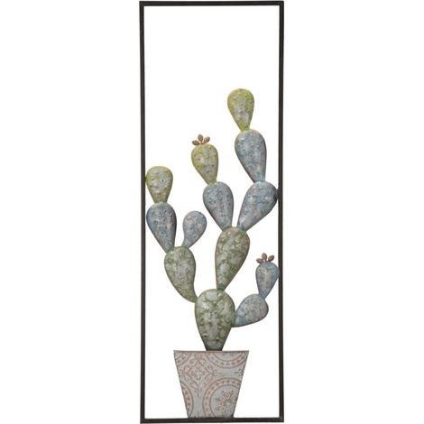 Pannello Cactus-Frame 31x2,5x90 cm in Ferro Verde e Azzurro