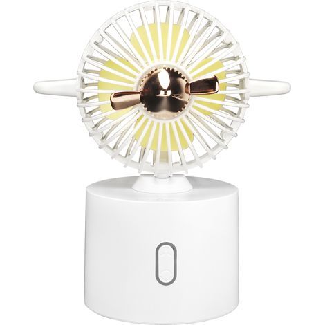 Mini-Tragbarer, wiederaufladbarer USB-Ventilator im Flugzeugstil mit Oszillationsfunktion für Sommer, Büro und Zuhause, weiß (1/5)