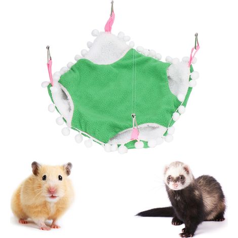 Perroquet, hamster, phalanger volant, hamster doré, nid douillet double couche, hamac chaud, sac de couchage, grande taille, vert (1/5)