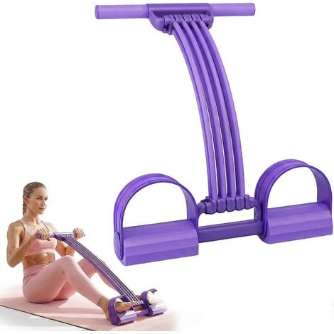 Bande de résistance pour pédales avec poignées multifonction fitness à domicile entraînement complet du corps violet (1/5)