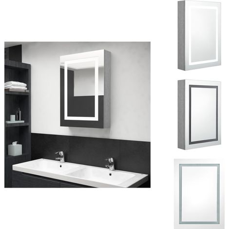 LED-Bad-Spiegelschrank Betongrau 50x13x70 cm - LED-Spiegelschrank - Badezimmerspiegel - Betonlook - Wandmontage - Beleuchtung (1/5)