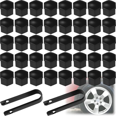 20 Pièces Cache Ecrou, 19mm Capuchons D'écrou De Roue, Cache Boulon, Écrou De Roue Capuchon Boulon Couvre, avec Ensemble D'outils De Démontage pour Voitures (Noir) (1/5)