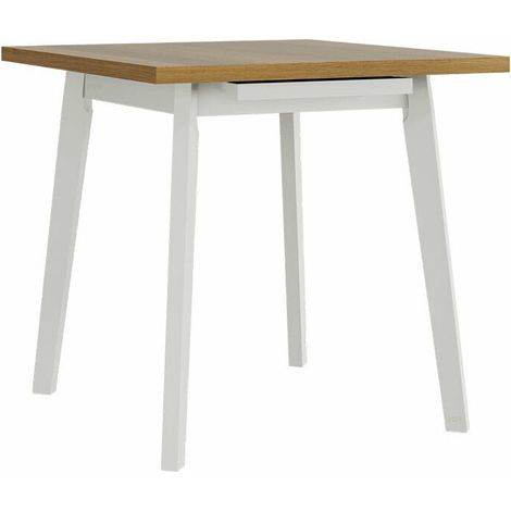 Mesa Victorville 303, Roble nieto + Blanco, 75x80x80cm, Alargamiento, Aglomerado laminado, Madera