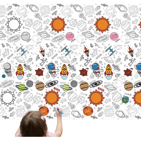 Nappe à colorier Astronaute Espace 137x274 cm papier interactif pour enfants