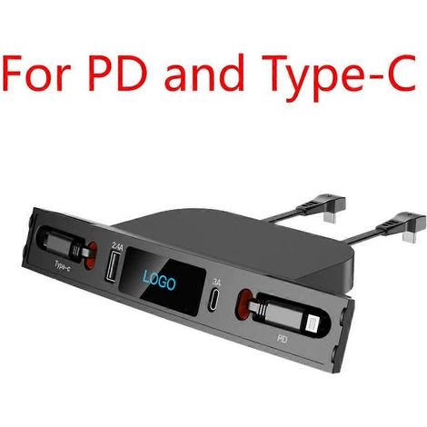 Chargeur rapide USB Type-C PD 27 W compatible avec la Model 3 Y, doté d'une fonction d'extension USB rétroéclairée par LED et compatible avec la console centrale. (1/5)