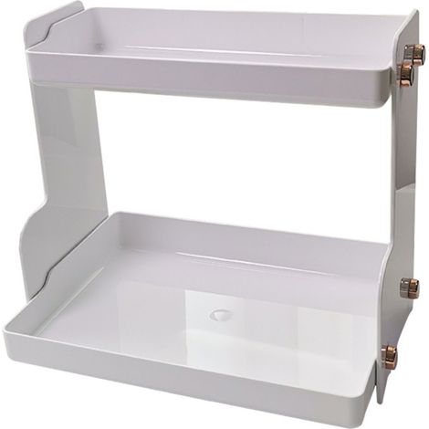 Étagère de bureau double couche, organisateur d'espace multifonction pour dortoir et bureau, blanc (1/5)