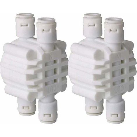 YMYNY 2 Pcs 1/4 inch 4 Voies Auto Shut Off Valve, Pousser Les raccords pour Le Système De Filtre À Eau Osmose Inverse Ro (1/4)