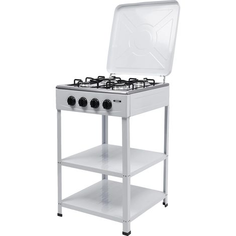 Cocina de gas, 4 quemadores, encendido manual, BLANCA (1/2)