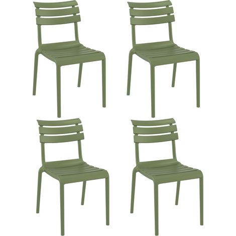 Set 4 Sedie per Esterni Moderne Impilabili per Giardini, Bar, Ristoranti Verdi (1/4)