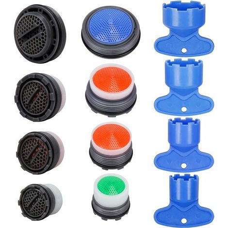 Rapanda – 12er-Packung Wasserhahn-Luftsprudler – Metallausführung – Konstanter Durchfluss – Wassersparend – 4 Demontageschlüssel inklusive (1/5)
