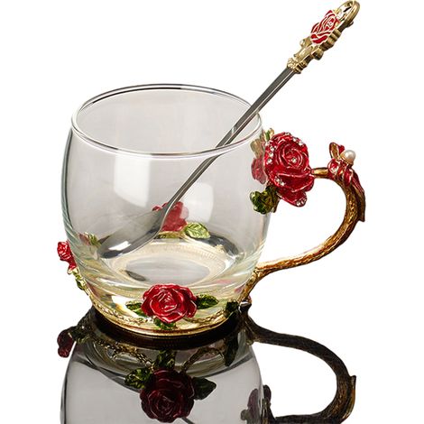 Tasse À Thé En Verre - 12 cm - Compatible Café Et Thé - Lot De 1 Set (1/5)