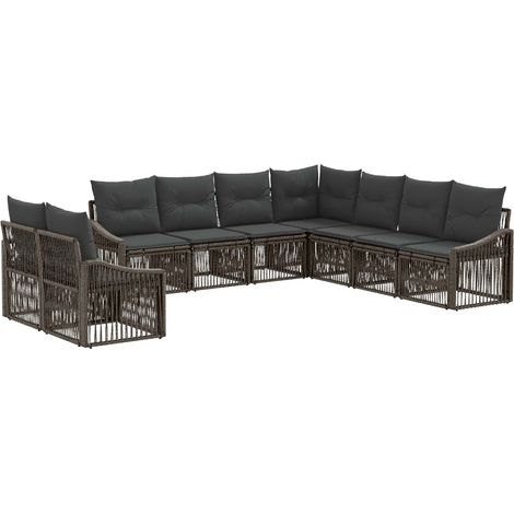 Gartensofa-set 9 pcs Grau Poly-Rattan vidaXL