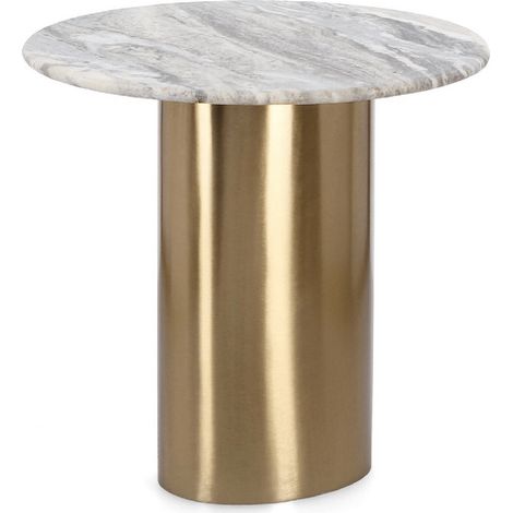 Tavolino cadmus, piano in marmo, base in acciaio verniciata colore oro Ø 45 x 44 cm