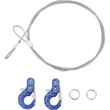 2 pièces Crochet de Remorque RC en Alliage d'Aluminium Léger et Compact pour SCX10 D90 TRX4, Crochet à Chaîne avec Corde en Acier, Bleu (1/5)