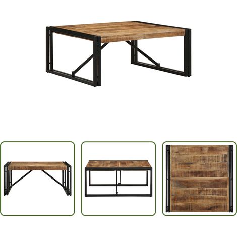 Bois de manguier - Table basse 80x80x35 cm bois de manguier massif brut (1/5)