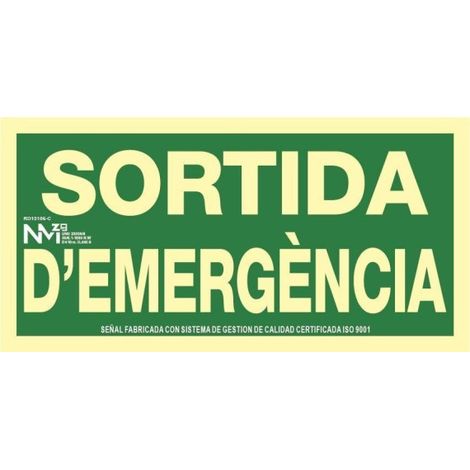 Senyal Luminiscent Sortida D Emergencia PVC 15x30 cm Verde
