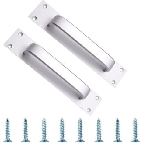 Poignee de Porte Exterieure 2 Pièces Poignée de Porte Coulissante Poignee Portail Exterieur en Alliage D'aluminium avec Vis pour Cuisine Jardin Bureau Garage (Argent) (1/5)