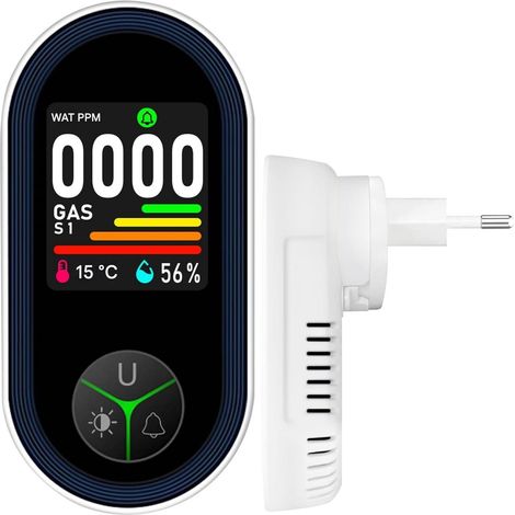 Detecteur De Monoxyde De Carbone - Affichage Hd - Capteur Électrochimique Avec Température Et Hygrométrie - Design À Enficher 220-230 V - Alarme Sonore 85 Db - Pour Maison Camping Car Hôtel - Blanc - (1/5)