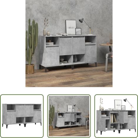 vidaXL Meuble buffet - Buffets 2 pcs gris béton 60x35x70 cm bois d'ingénierie (1/5)