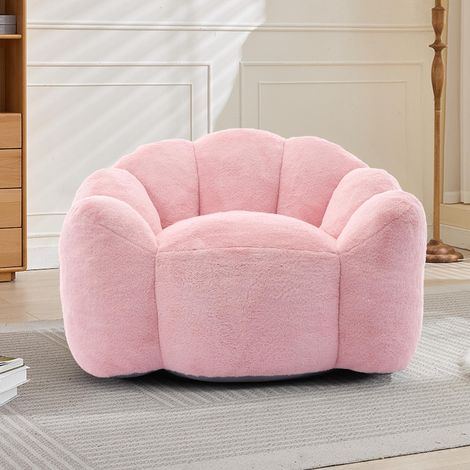 Canapé compact en forme de lotus, siège pour adultes, avec poignée de traction à poils courts. Prêt à l'emploi sans montage et facile à déplacer, convient aux salons, chambres et autres pièces. Ros