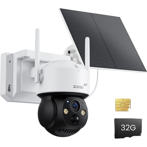 Caméra de surveillance, connectivité 4G, détection humaine par IA, carte SIM 4G x 32 Go (1/2)