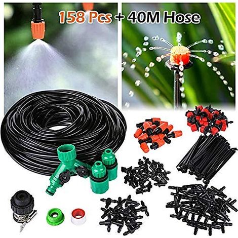 Kit d'Irrigation Goutte à Goutte avec 40M Tuyau et 158 pcs Micro Irrigation Goutteur Réglable Système d'Irrigation d'Arrosage pour Jardin Plantes Culture en Serre Refroidissement par Atomisation (1/4)