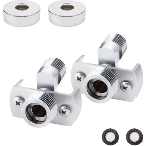Adaptateur de robinet de douche réglable en laiton en forme de S (2 pièces), mitigeur rotatif décalé de 1/2\ (1/5)