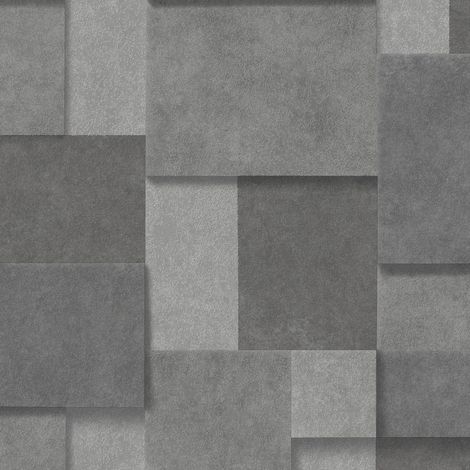 Fine Decor Vymura Metallic Tile Bricks Charcoal Wallpaper Modern Contemporary (1/4)