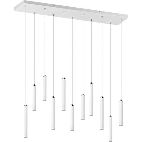 Suspension Moderne Tubulaire 11 Tubes Led Blanc L115 cm Trio Lighting (1/5)