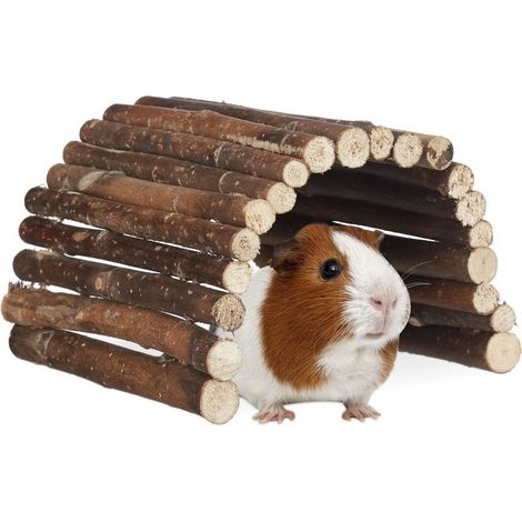 Tunnel pont/cage en bois pour petits rongeurs (adapté aux hamsters), modulable, dimensions (H x l) 25 x 15 cm, finition en bois naturel. (1/5)