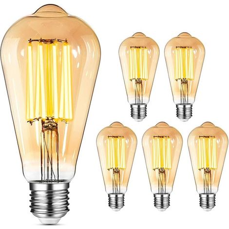 Retro LED bulbE27-8W (equivalent to 80W) 1000LM/2400K, ST64 retro decorative incandescent light bulb for restaurant Dimmable old-fashioned incandescent bulb 1pcs (1/5)